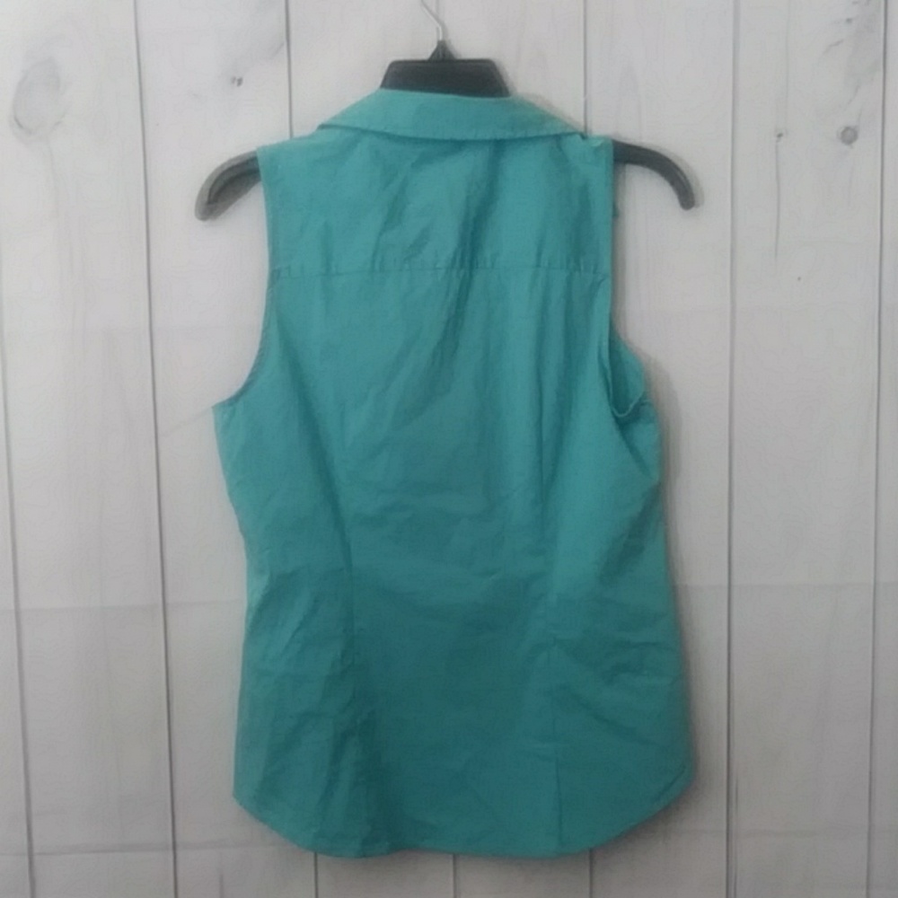 Covington Teal Button Down Blouse Small - image 5